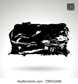 Black brush stroke and texture. Grunge vector abstract hand - painted element. Underline and border design.