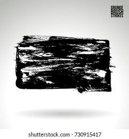 Black brush stroke and texture. Grunge vector abstract hand - painted element. Underline and border design.