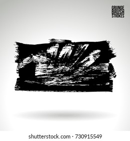 Black brush stroke and texture. Grunge vector abstract hand - painted element. Underline and border design.