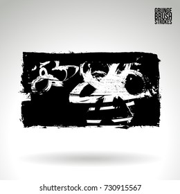 Black brush stroke and texture. Grunge vector abstract hand - painted element. Underline and border design.