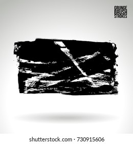 Black brush stroke and texture. Grunge vector abstract hand - painted element. Underline and border design.