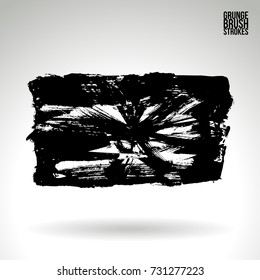 Black brush stroke and texture. Grunge vector abstract hand - painted element. Underline and border design.