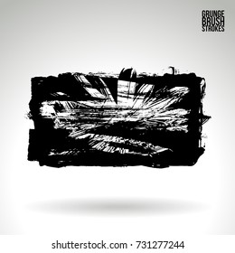 Black brush stroke and texture. Grunge vector abstract hand - painted element. Underline and border design.