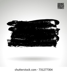 Black brush stroke and texture. Grunge vector abstract hand - painted element. Underline and border design.