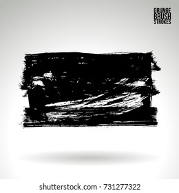 Black brush stroke and texture. Grunge vector abstract hand - painted element. Underline and border design.