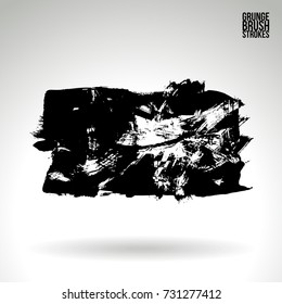 Black brush stroke and texture. Grunge vector abstract hand - painted element. Underline and border design.