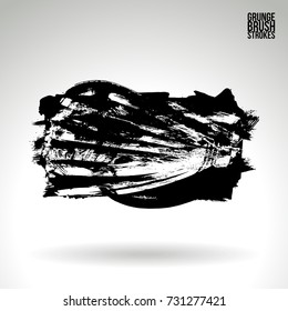 Black brush stroke and texture. Grunge vector abstract hand - painted element. Underline and border design.