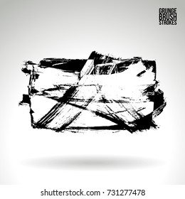 Black brush stroke and texture. Grunge vector abstract hand - painted element. Underline and border design.
