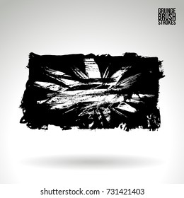 Black brush stroke and texture. Grunge vector abstract hand - painted element. Underline and border design.