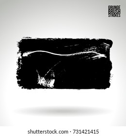 Black brush stroke and texture. Grunge vector abstract hand - painted element. Underline and border design.