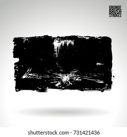 Black brush stroke and texture. Grunge vector abstract hand - painted element. Underline and border design.