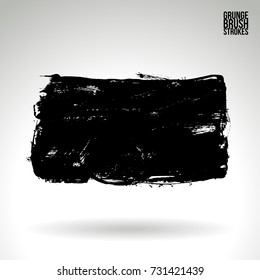 Black brush stroke and texture. Grunge vector abstract hand - painted element. Underline and border design.