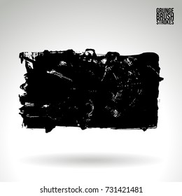 Black brush stroke and texture. Grunge vector abstract hand - painted element. Underline and border design.