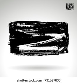 Black brush stroke and texture. Grunge vector abstract hand - painted element. Underline and border design.