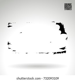 Black brush stroke and texture. Grunge vector abstract hand - painted element. Underline and border design.
