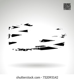 Black brush stroke and texture. Grunge vector abstract hand - painted element. Underline and border design.