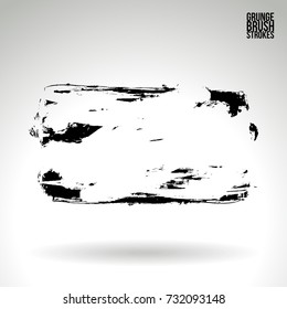 Black brush stroke and texture. Grunge vector abstract hand - painted element. Underline and border design.