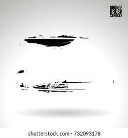 Black brush stroke and texture. Grunge vector abstract hand - painted element. Underline and border design.