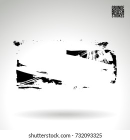 Black brush stroke and texture. Grunge vector abstract hand - painted element. Underline and border design.