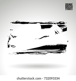 Black brush stroke and texture. Grunge vector abstract hand - painted element. Underline and border design.