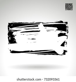 Black brush stroke and texture. Grunge vector abstract hand - painted element. Underline and border design.
