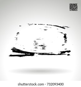 Black brush stroke and texture. Grunge vector abstract hand - painted element. Underline and border design.