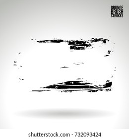 Black brush stroke and texture. Grunge vector abstract hand - painted element. Underline and border design.