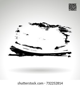Black brush stroke and texture. Grunge vector abstract hand - painted element. Underline and border design.