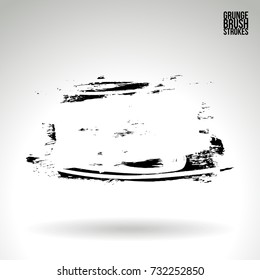 Black brush stroke and texture. Grunge vector abstract hand - painted element. Underline and border design.