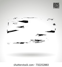 Black brush stroke and texture. Grunge vector abstract hand - painted element. Underline and border design.
