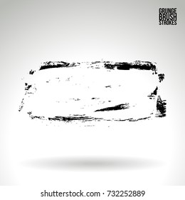 Black brush stroke and texture. Grunge vector abstract hand - painted element. Underline and border design.