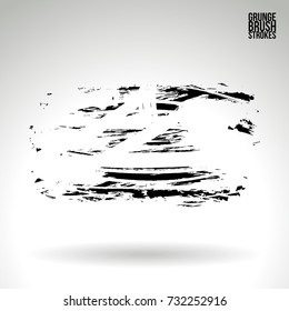 Black brush stroke and texture. Grunge vector abstract hand - painted element. Underline and border design.