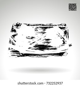 Black brush stroke and texture. Grunge vector abstract hand - painted element. Underline and border design.