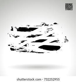 Black brush stroke and texture. Grunge vector abstract hand - painted element. Underline and border design.