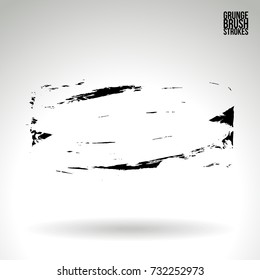 Black brush stroke and texture. Grunge vector abstract hand - painted element. Underline and border design.