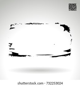 Black brush stroke and texture. Grunge vector abstract hand - painted element. Underline and border design.