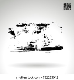 Black brush stroke and texture. Grunge vector abstract hand - painted element. Underline and border design.