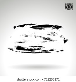 Black brush stroke and texture. Grunge vector abstract hand - painted element. Underline and border design.