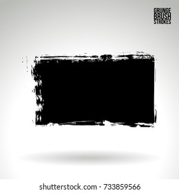 Black brush stroke and texture. Grunge vector abstract hand - painted element. Underline and border design.