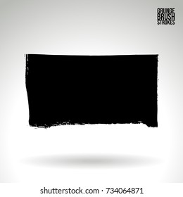 Black brush stroke and texture. Grunge vector abstract hand - painted element. Underline and border design.