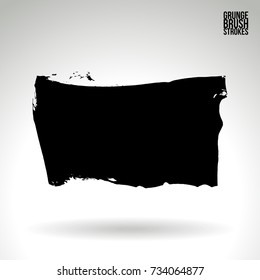 Black brush stroke and texture. Grunge vector abstract hand - painted element. Underline and border design.