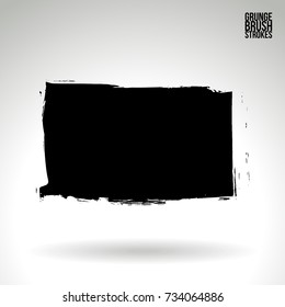 Black brush stroke and texture. Grunge vector abstract hand - painted element. Underline and border design.