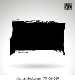 Black brush stroke and texture. Grunge vector abstract hand - painted element. Underline and border design.