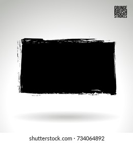 Black brush stroke and texture. Grunge vector abstract hand - painted element. Underline and border design.