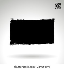 Black brush stroke and texture. Grunge vector abstract hand - painted element. Underline and border design.