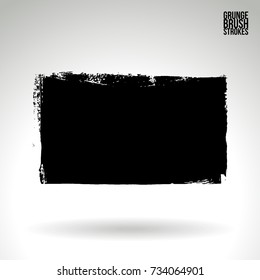 Black brush stroke and texture. Grunge vector abstract hand - painted element. Underline and border design.