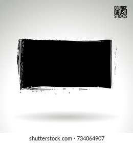 Black brush stroke and texture. Grunge vector abstract hand - painted element. Underline and border design.