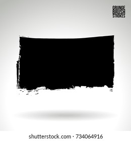 Black brush stroke and texture. Grunge vector abstract hand - painted element. Underline and border design.