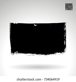 Black brush stroke and texture. Grunge vector abstract hand - painted element. Underline and border design.