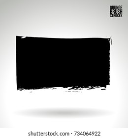 Black brush stroke and texture. Grunge vector abstract hand - painted element. Underline and border design.